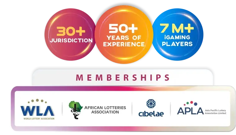 Group of logos of lottery associations that skilrock is a member