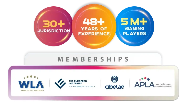 Group of logos of lottery associations that skilrock is a member